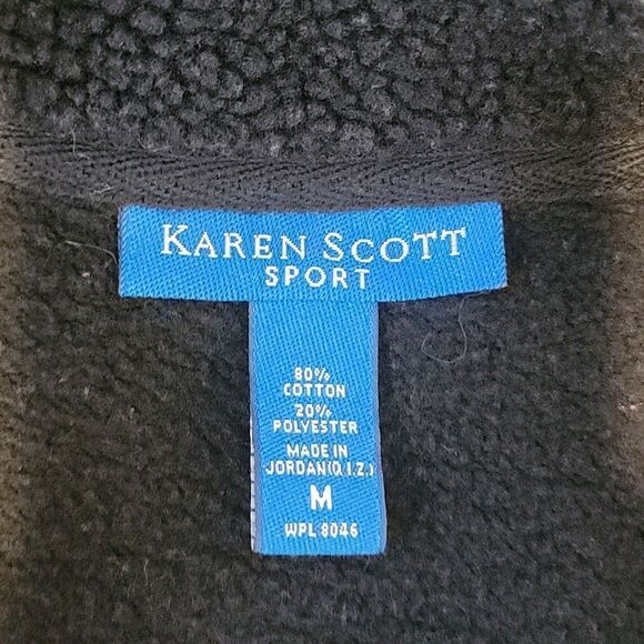 Karen Scott black sherpa fleece black zip front jacket Size M - Picture 8 of 10